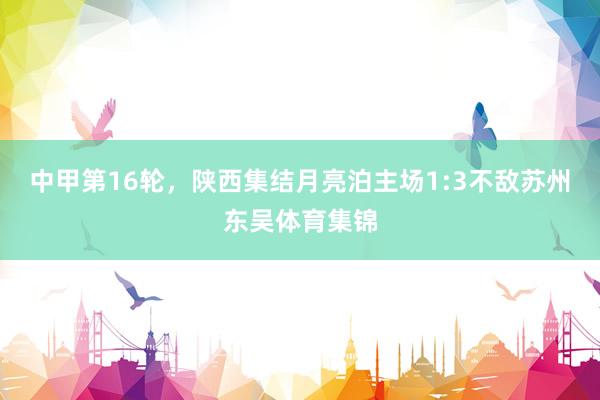 中甲第16轮，陕西集结月亮泊主场1:3不敌苏州东吴体育集锦
