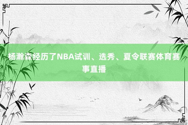 杨瀚森经历了NBA试训、选秀、夏令联赛体育赛事直播