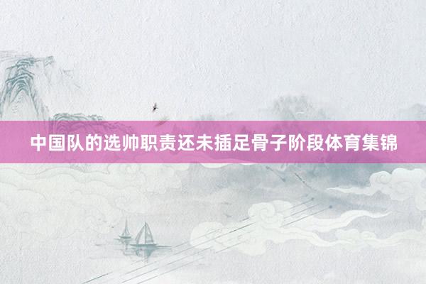 中国队的选帅职责还未插足骨子阶段体育集锦