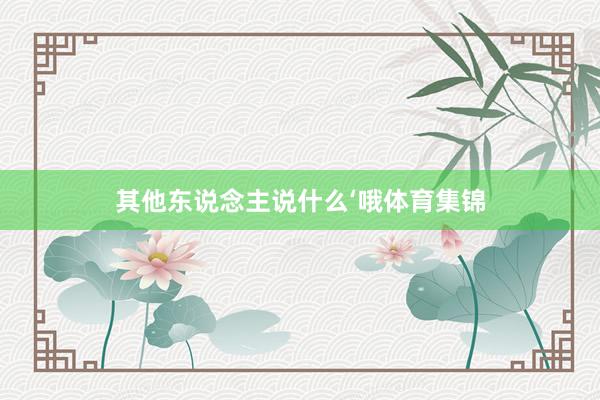 其他东说念主说什么‘哦体育集锦