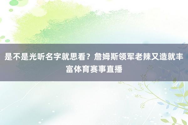是不是光听名字就思看?詹姆斯领军老辣又造就丰富体育赛事直播