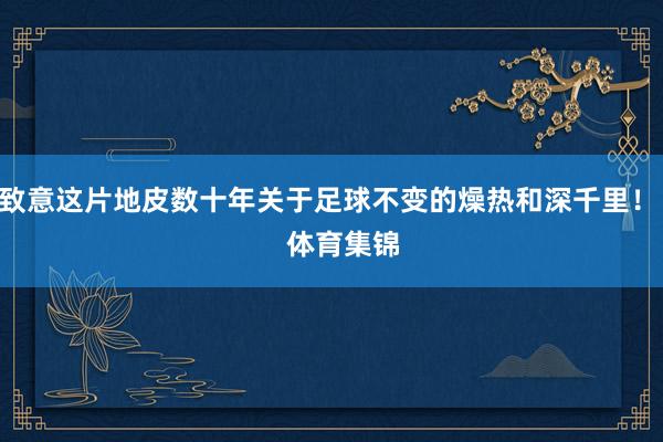 致意这片地皮数十年关于足球不变的燥热和深千里！    体育集锦