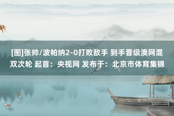 [图]张帅/波帕纳2-0打败敌手 到手晋级澳网混双次轮 起首：央视网 发布于：北京市体育集锦
