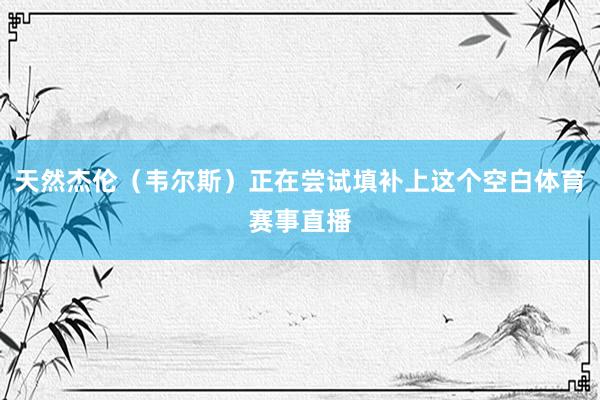 天然杰伦（韦尔斯）正在尝试填补上这个空白体育赛事直播