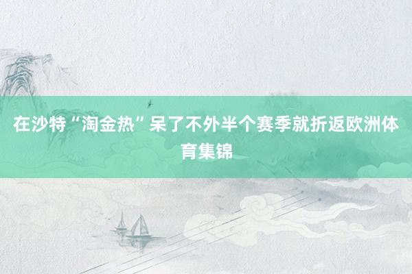 在沙特“淘金热”呆了不外半个赛季就折返欧洲体育集锦