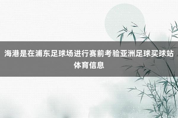 海港是在浦东足球场进行赛前考验亚洲足球买球站体育信息