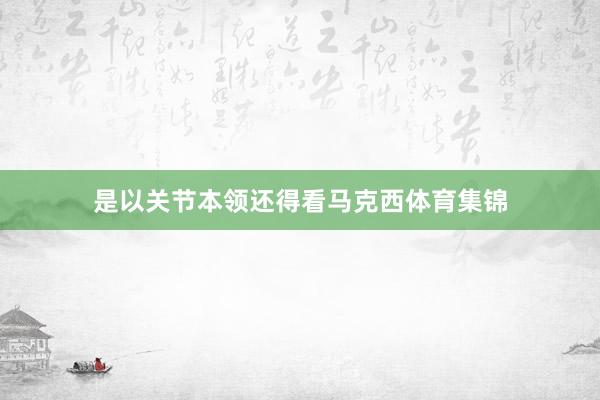 是以关节本领还得看马克西体育集锦