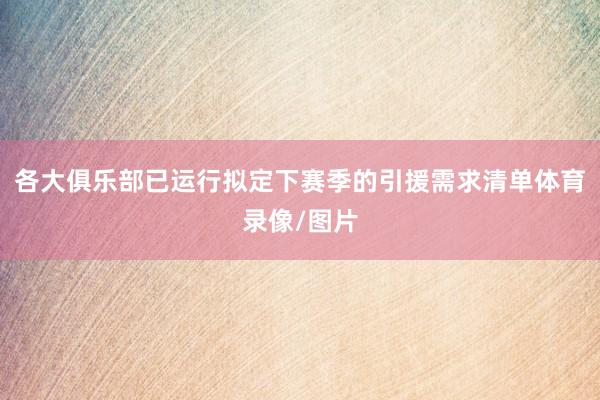 各大俱乐部已运行拟定下赛季的引援需求清单体育录像/图片