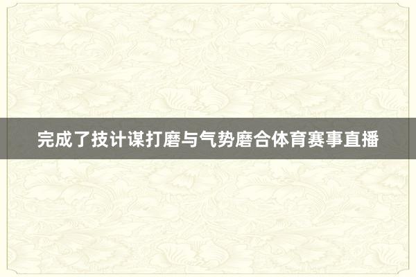 完成了技计谋打磨与气势磨合体育赛事直播
