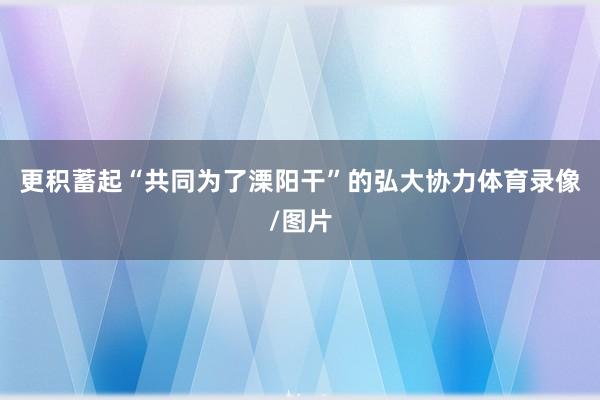 更积蓄起“共同为了溧阳干”的弘大协力体育录像/图片